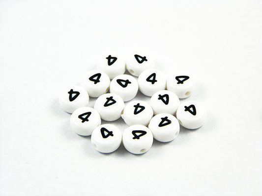 Perle chiffre 4 - 7 mm - x 5  Ma Boutique de Perles