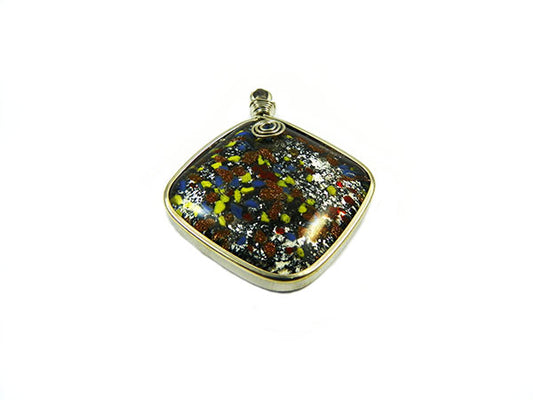 Pendentif Millefiori et sable argenté - x 1