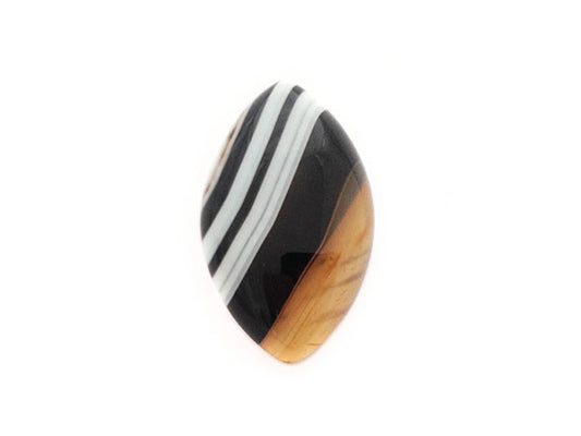 Agate noire naturelle - Cabochon oeil de cheval - 40 x 24 mm - x 1