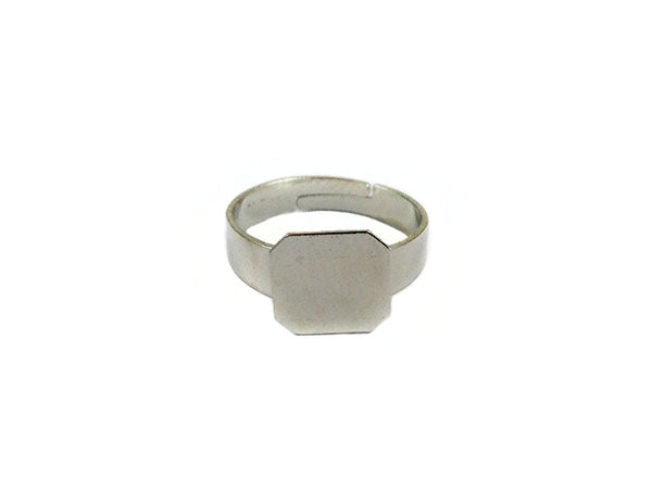 Bague réglable support à coller - Plateau carré 10 mm - Argenté - x 1  Ma Boutique de Perles