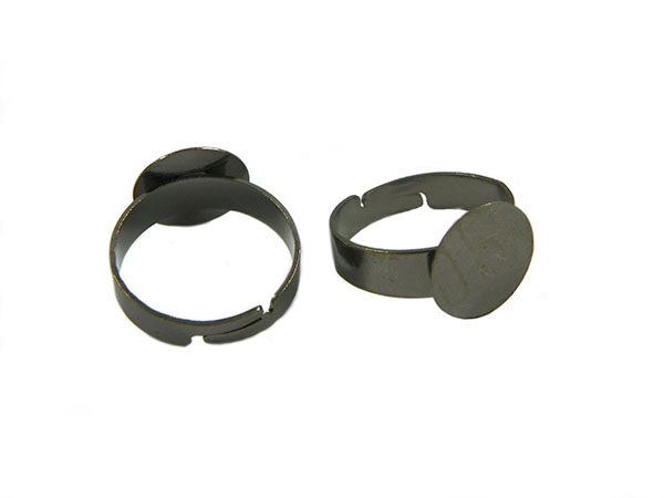 Bague réglable support à coller - Plateau 12 mm - Noir - x 1  Ma Boutique de Perles