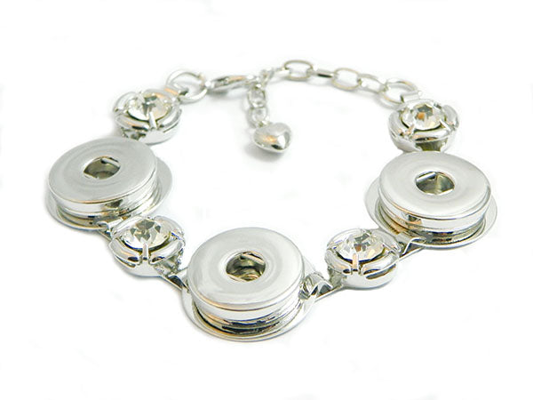 Bracelet 3 boutons-pression et strass - x 1  Ma Boutique de Perles