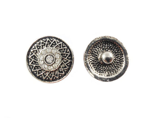 Bouton-pression argenté vieilli et strass - 20 mm - x 1  Ma Boutique de Perles