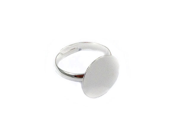 Bague réglable support à coller - Plateau 14 mm - Argenté - x 1  Ma Boutique de Perles