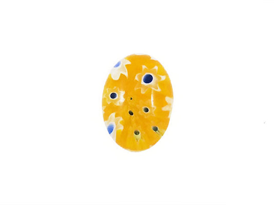 Cabochon ovale en verre Millefiori - 18 x 13 mm - Dominante de jaune - x 1  Ma Boutique de Perles